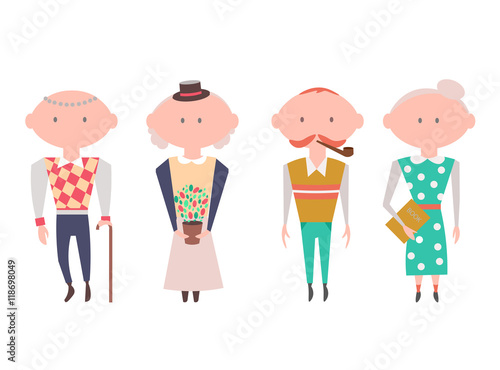 Old People Characters. Vector Illustration