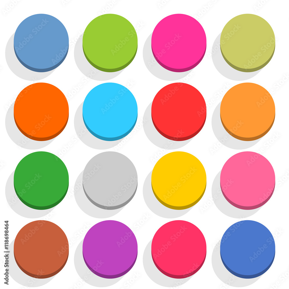 Flat blank web button round icon set with shadow