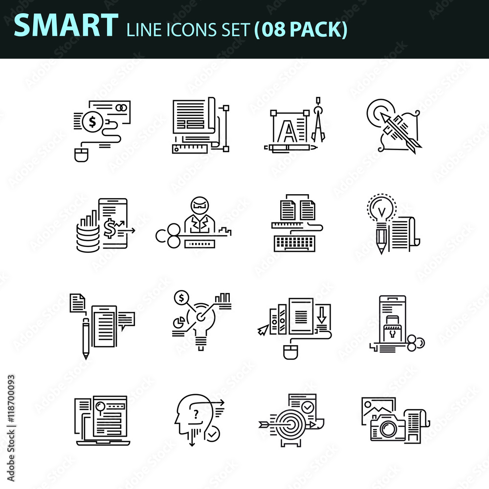 Modern thin line icons set for business Modern thin line icons set for business