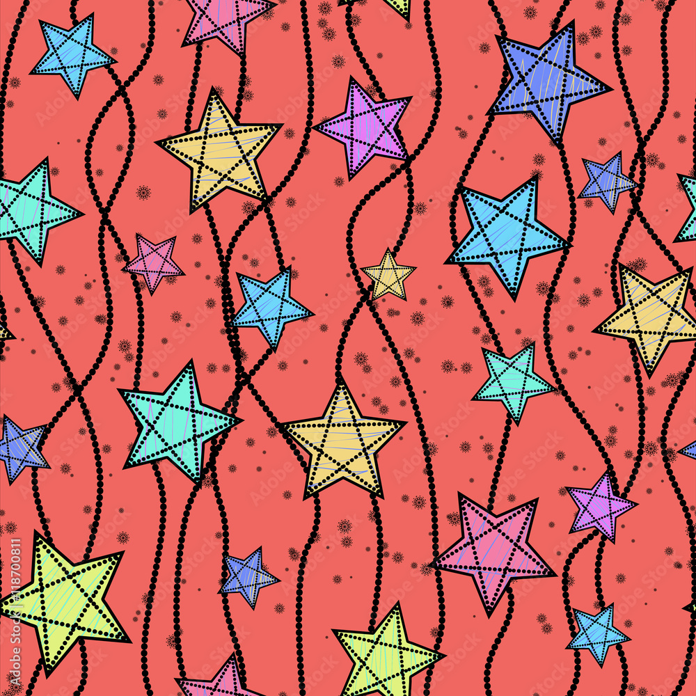 Fototapeta premium Seamless christmas pattern with christmas stars