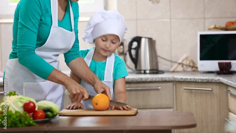 Mom and daughter in the kitchen