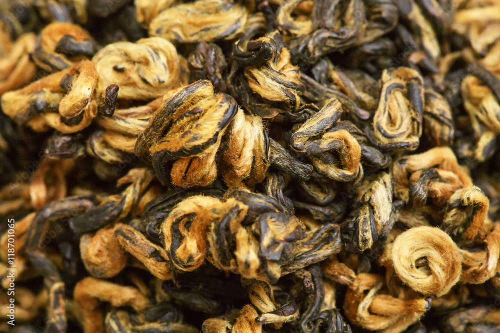 dried tea leaves closeup as background dried tea leaves closeup as background