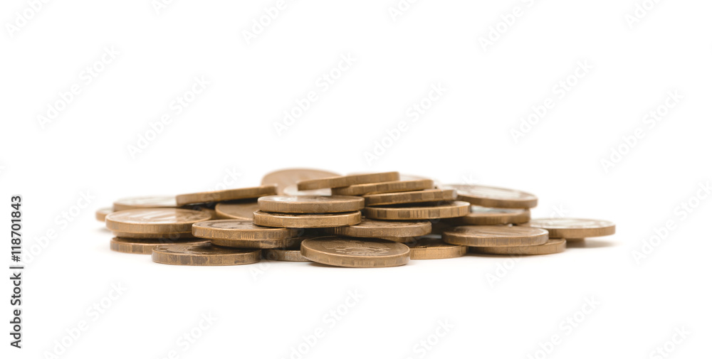 Heap of golden coins isolated on white background Heap of golden coins isolated on white background