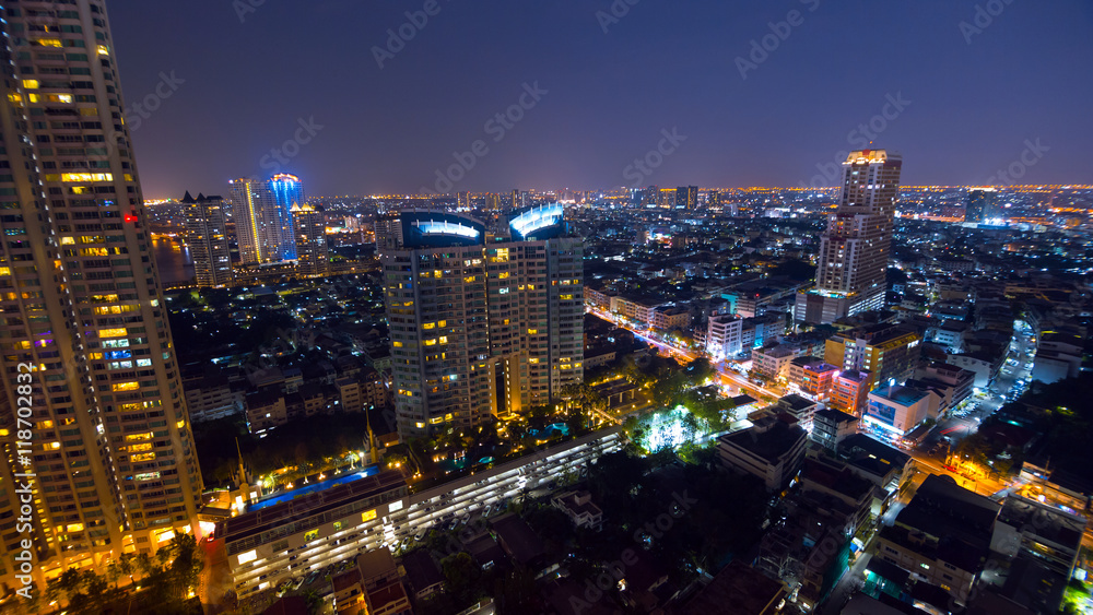 Downtown city skyline  Bangkok Thailand