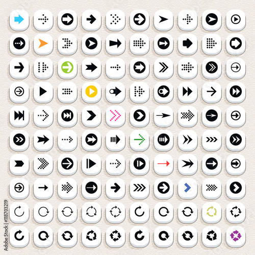 Mega set arrow icon souare button
