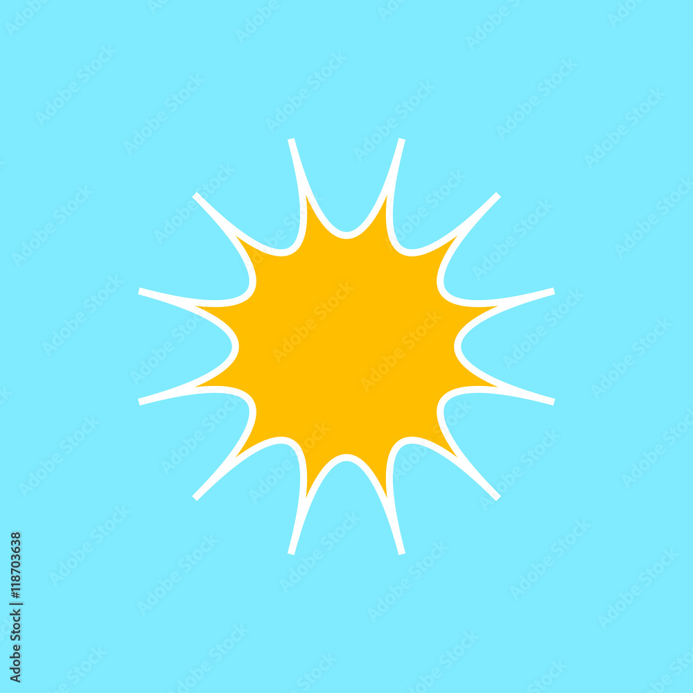 Sun on blue background. Flat icon. Sun on blue background. Flat icon.