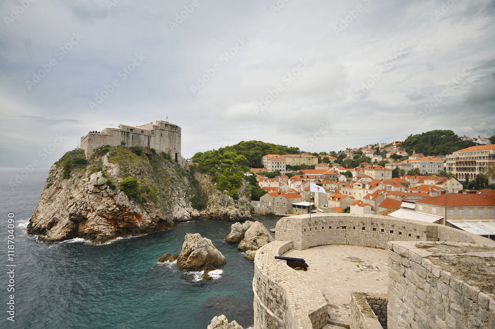 Dubrovnik old city walls and fortress Lovrijenac