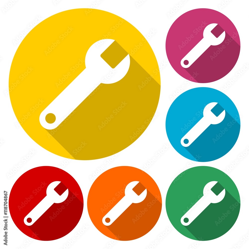 Wrench icons isolated on color background Wrench icons isolated on color background