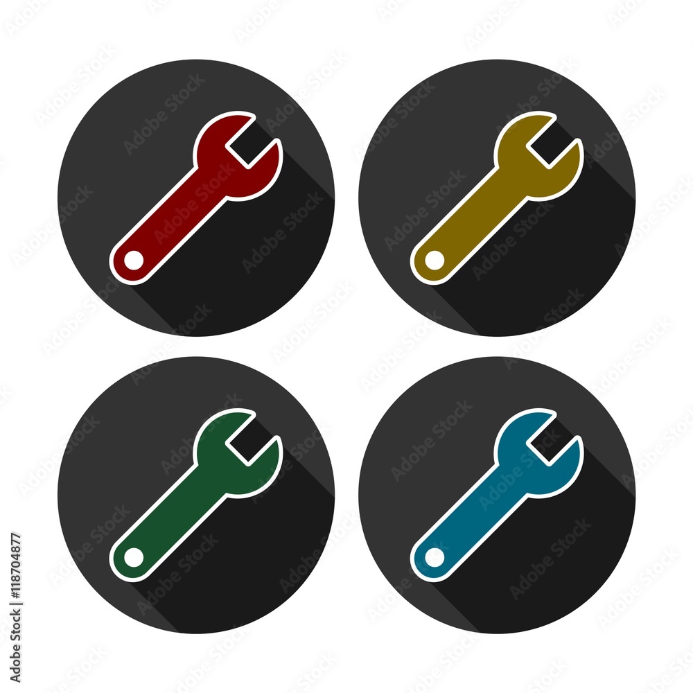 Wrench icons isolated on color background Wrench icons isolated on color background