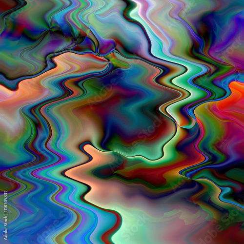 Abstract coloring background of the horizon gradient with visual illusion pinch twirl wave and cubism effects