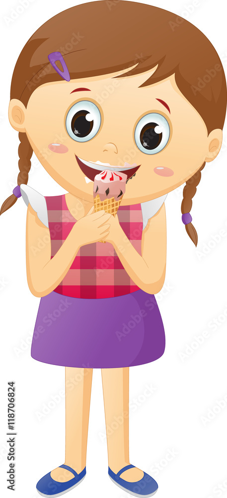 illustration of cute little girl with ice-cream illustration of cute little girl with ice-cream