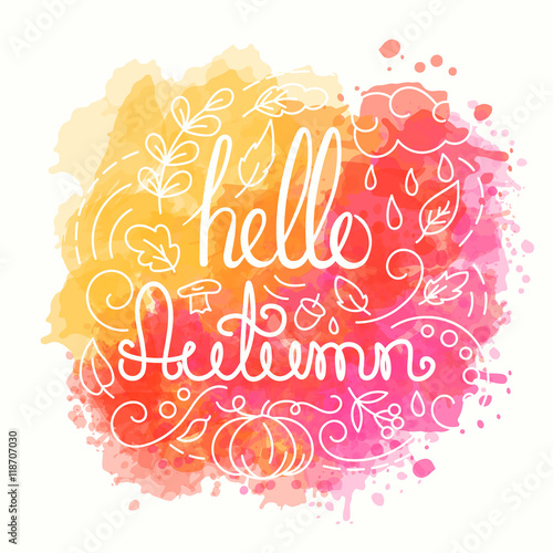 Hello Autumn Card with lettering.