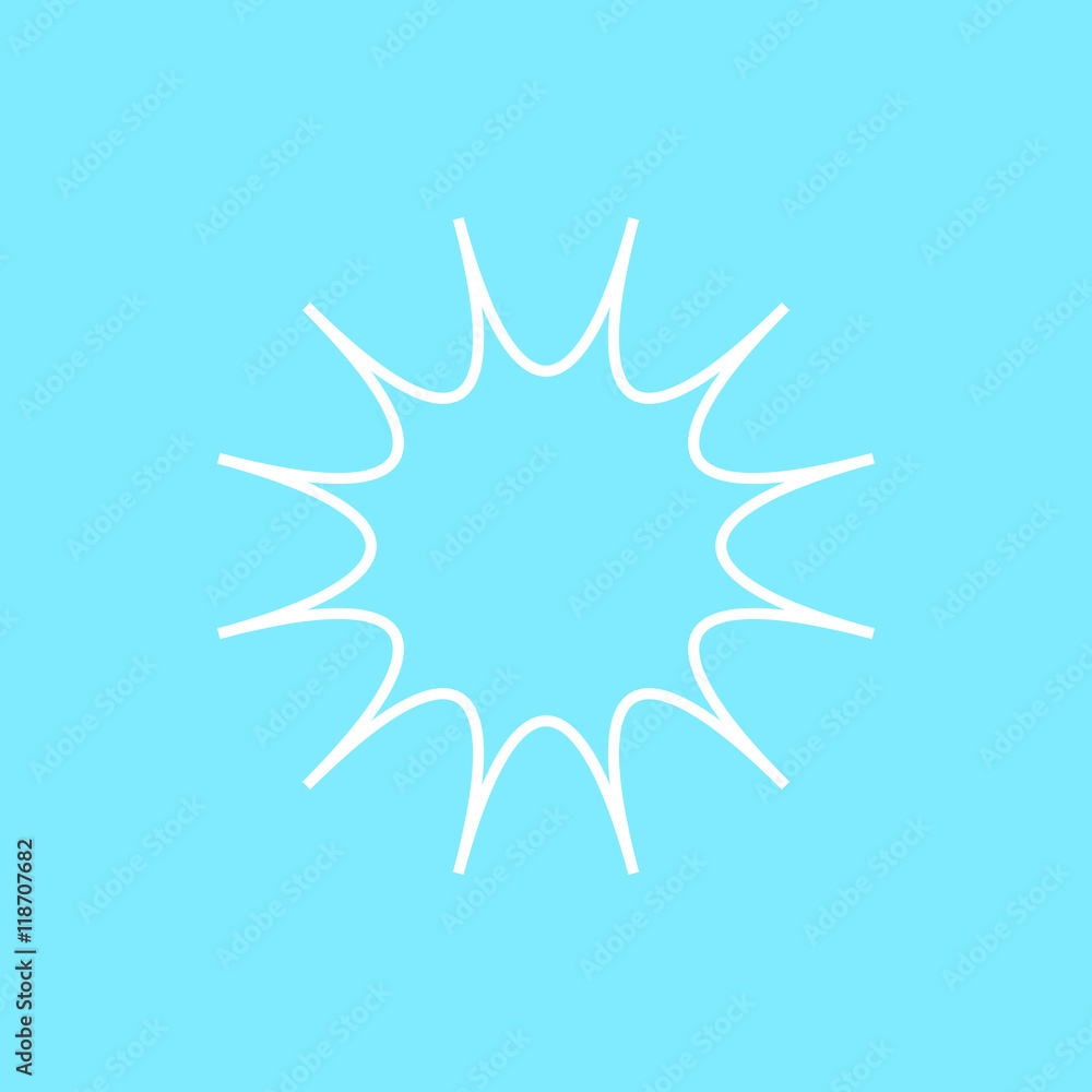 Sun on blue background. Line flat icon. Sun on blue background. Line flat icon.
