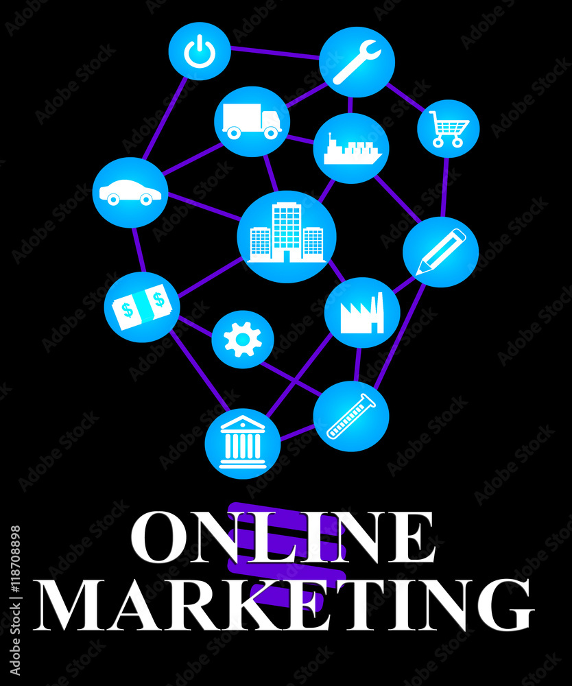 Online Marketing Icons Show Market Promotions Online Online Marketing Icons Show Market Promotions Online
