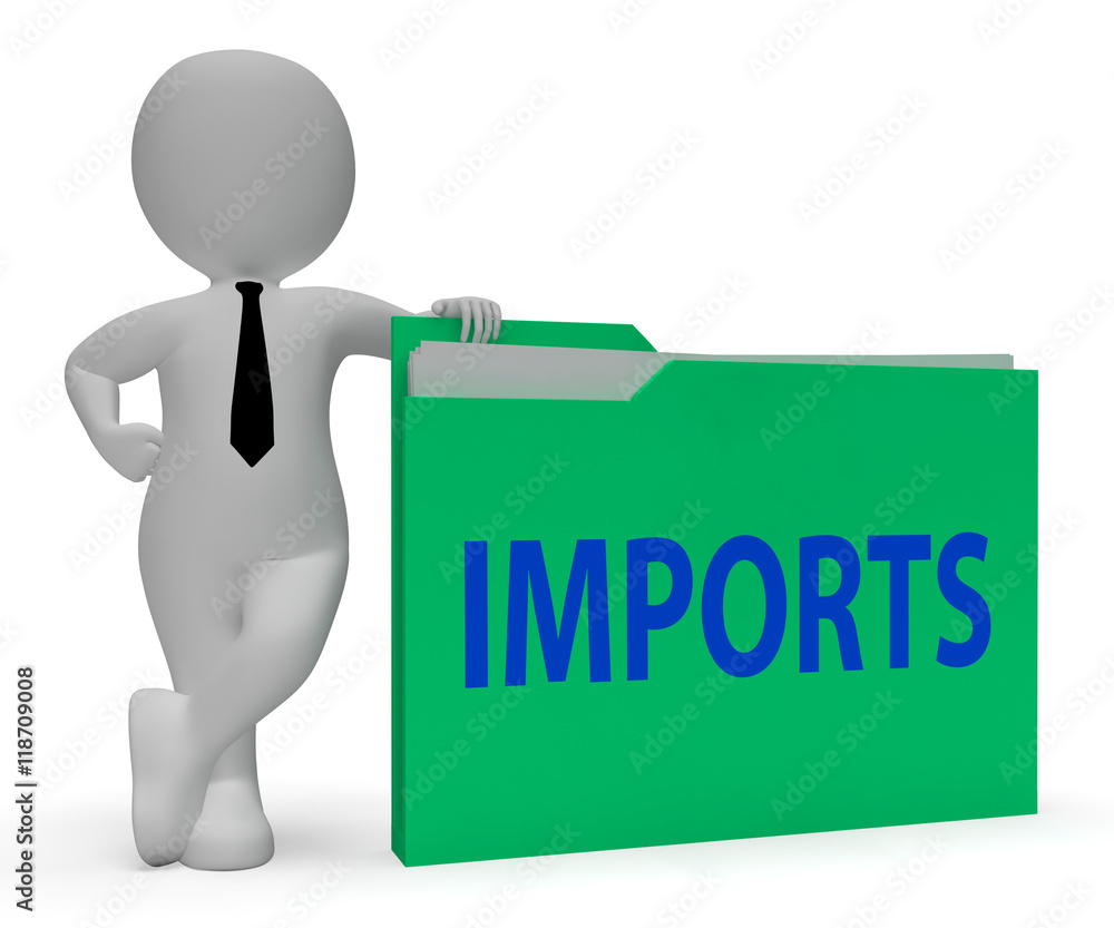 Imports Folder Represents Business Freight 3d Rendering Imports Folder Represents Business Freight 3d Rendering