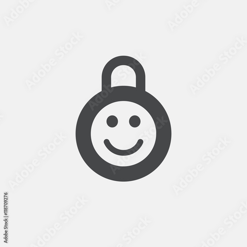 Child lock icon. Locker with smile symbol.