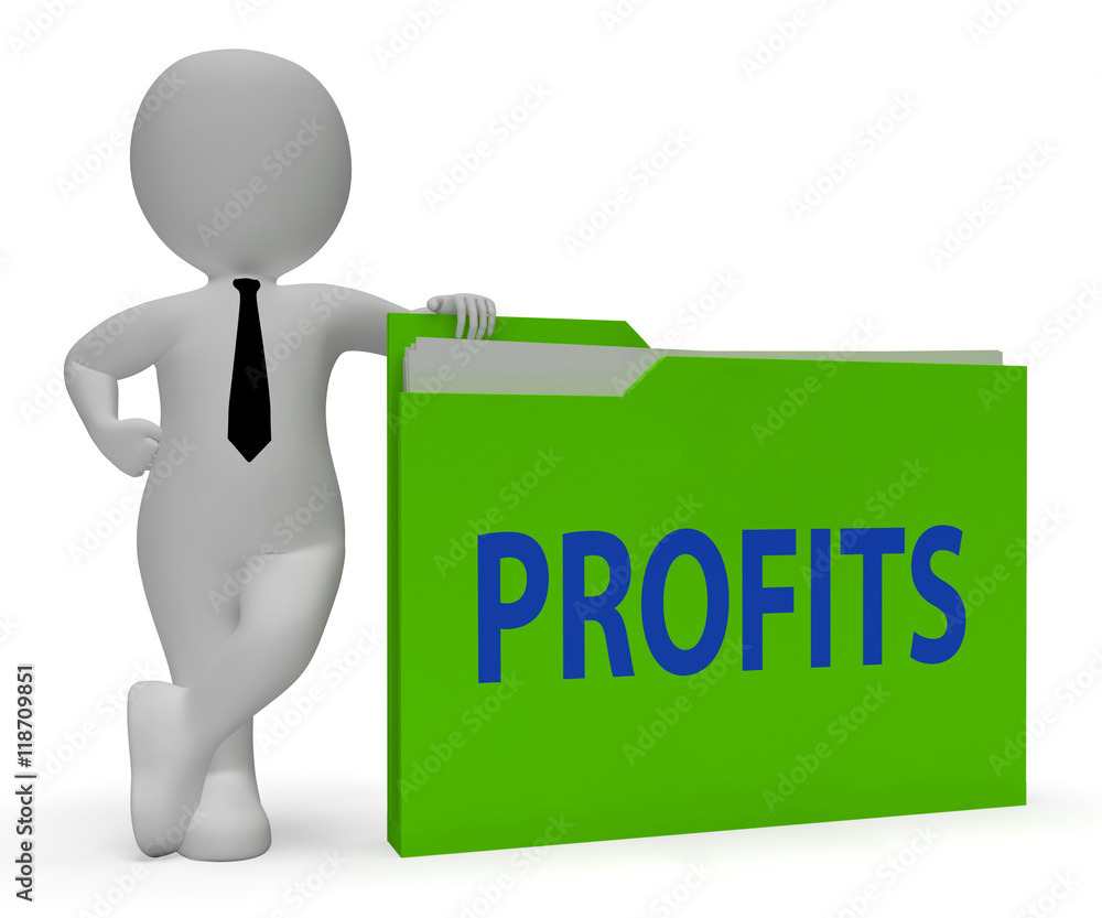 Profits Folder Means Income Growth 3d Rendering Profits Folder Means Income Growth 3d Rendering