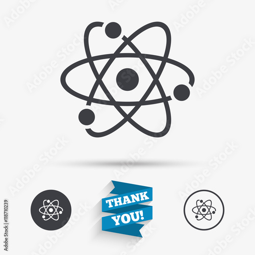 Atom sign icon. Atom part symbol.