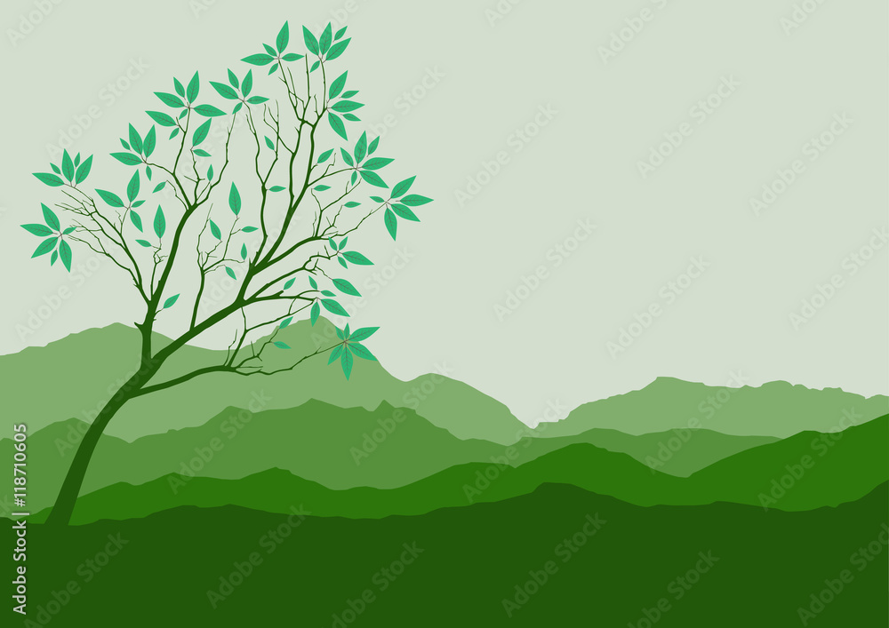 Obraz premium tree dry landscape scene background illustration vector