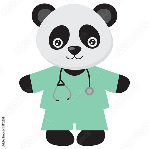 Fototapeta Naklejka Na Ścianę i Meble -  Cute panda doctor vector illustration