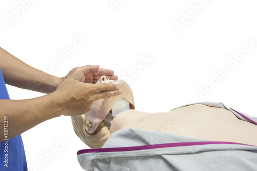 cpr head tilt chin lift isolated