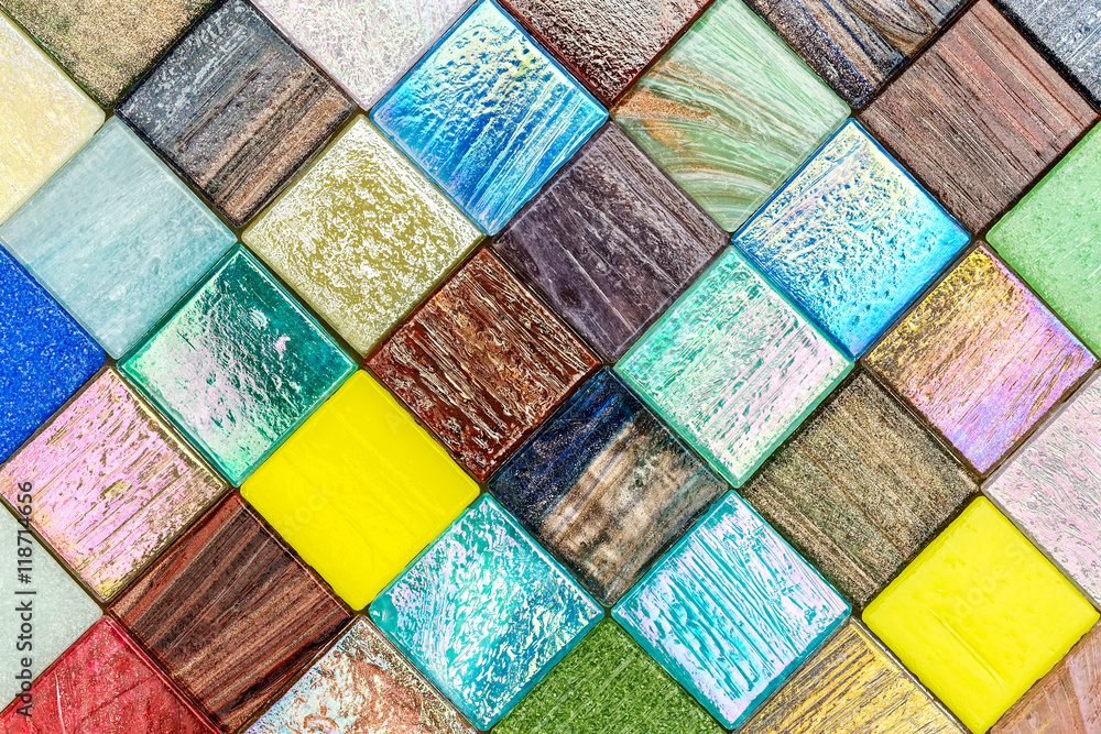 glass colorful tiles mosaic diagonal pattern background