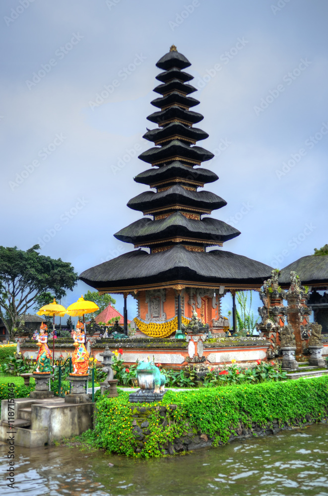Pura Ulun Danu Bratan, Hindu temple on Bratan lake, Bali, Indonesia..