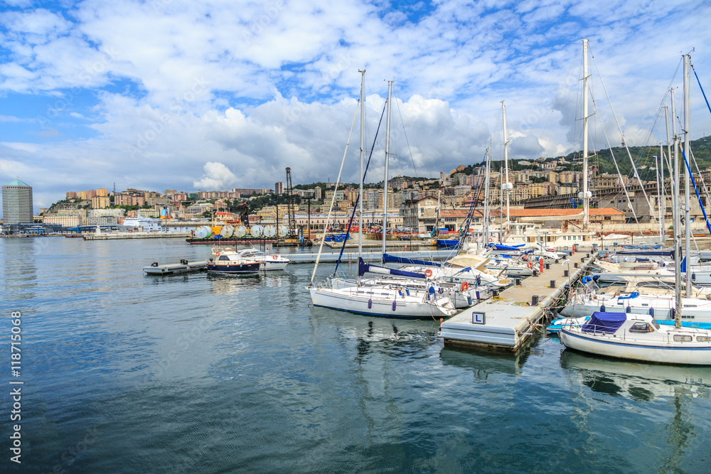 Genoa port panoramic sea view