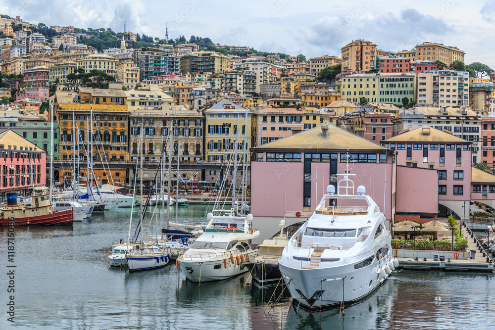 Genoa port sea view with yachts
