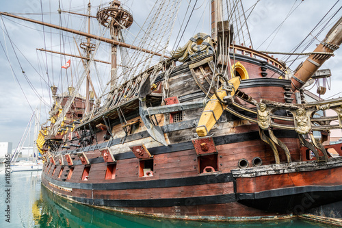 Wooden pirate ship in Genoa