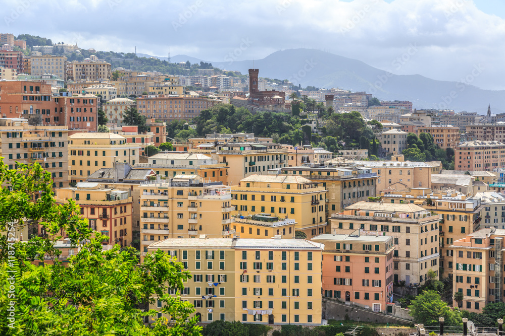 Genoa old city view from the mountain