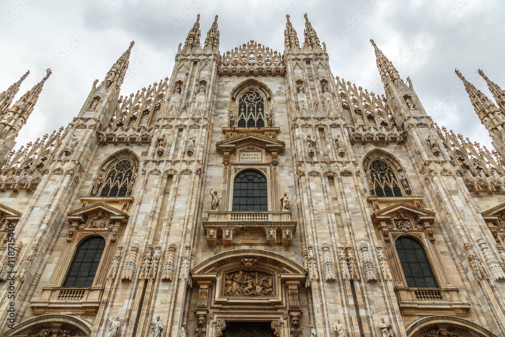 Duomo cathedral in Milan front view