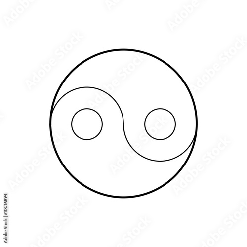 Yin Yang symbol icon in outline style isolated on white background