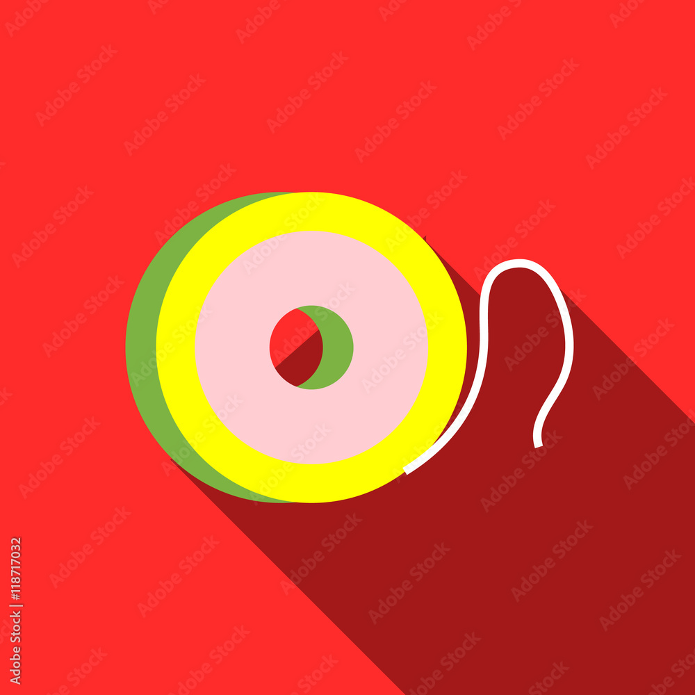 Coil fishing line icon in flat style with long shadow. Fishing symbol Coil fishing line icon in flat style with long shadow. Fishing symbol