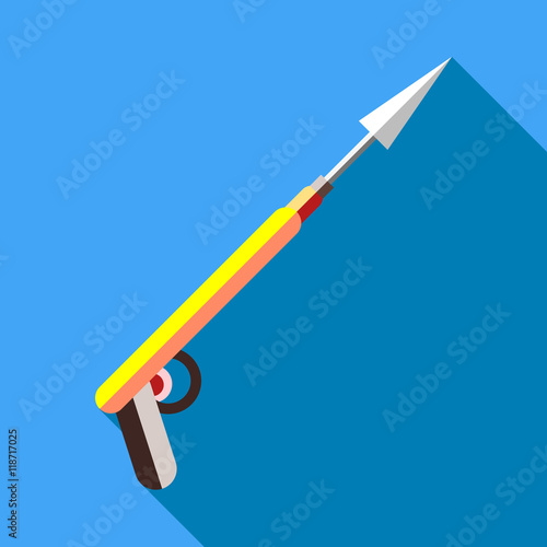 Harpoon for fishing icon in flat style with long shadow. Fishing symbol