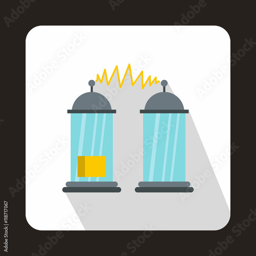 Electrical impulses icon in flat style with long shadow. Innovation symbol