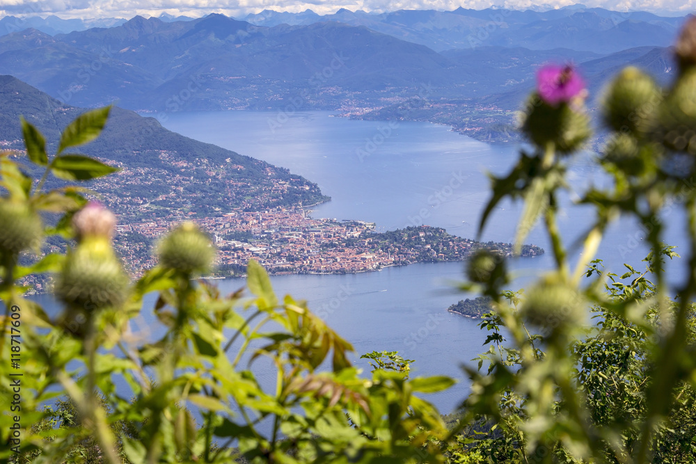 Naklejka premium View from Mount Mottarone to the Lake Maggiore