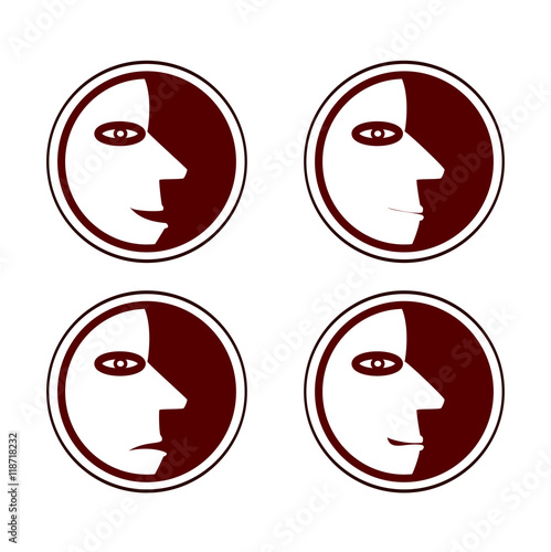 Simple set of characters faces in cubist style