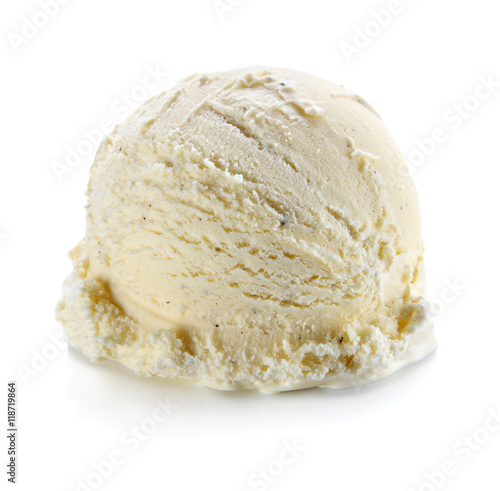 Vanilla ice cream scoop isolated on white background
