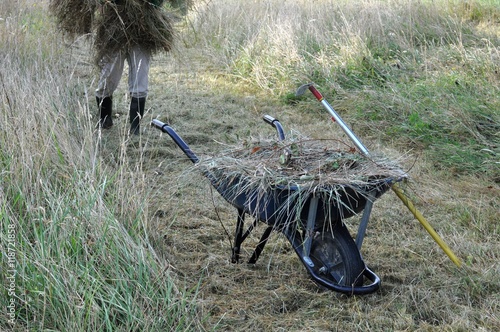 Femme travaillant dans un terrain en friche