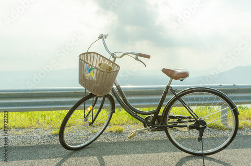 bicycle on an asphalt road. travel concept