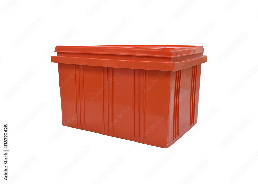 red plastic box packaging of finished goods product on white background with clipping paths red plastic box packaging of finished goods product on white background with clipping paths