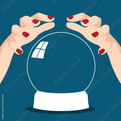 Fortune teller hands with crystal ball