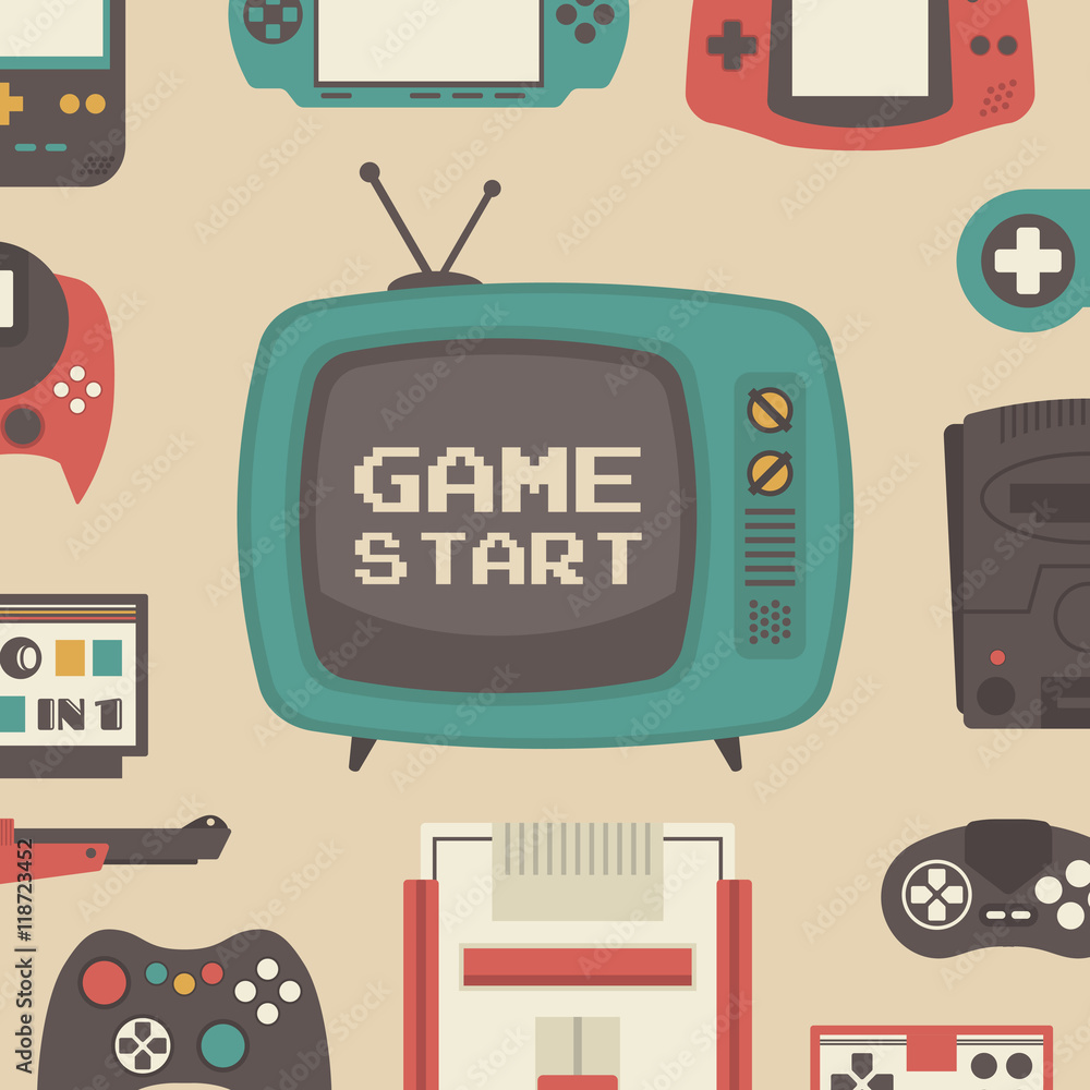 Obraz premium retro game player set