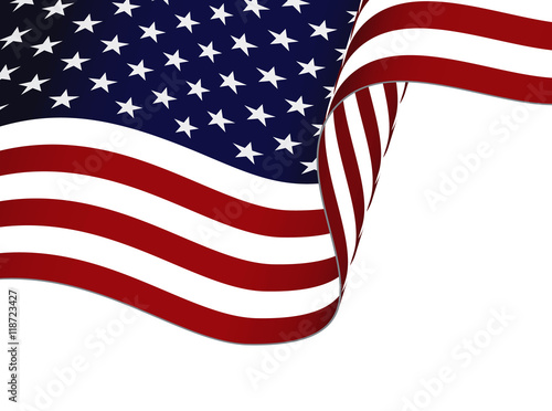 Waving USA flag isolated on white background