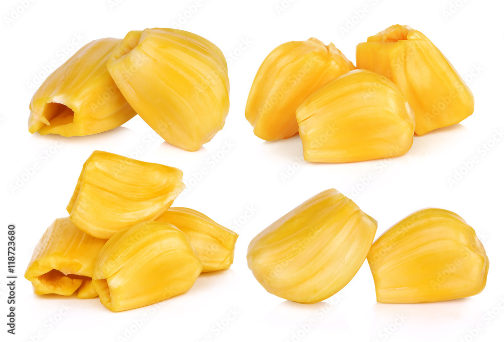 set of Ripe Jackfruit isolated on white set of Ripe Jackfruit isolated on white