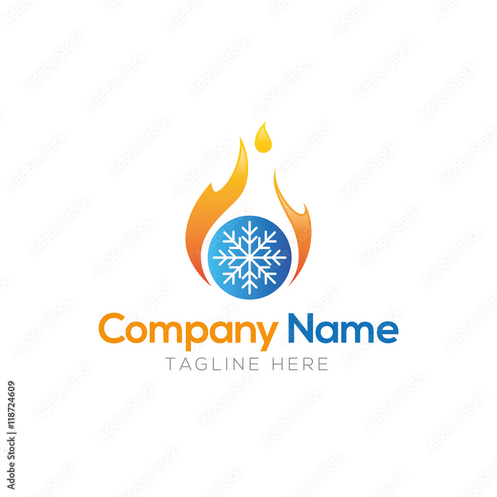 HVAC Maintenance fire and ice logo design vector Stock Vector Adobe Stock