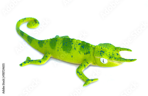 Lizard toy on white background.