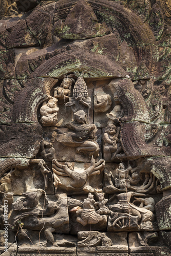Bas-reliefs in Banteay Samre hindu temple  Angkor  Cambodia