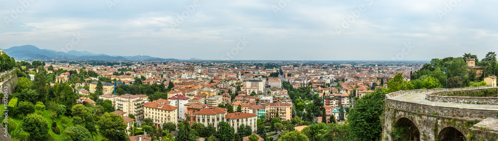 Bergamo city panoramic view from above